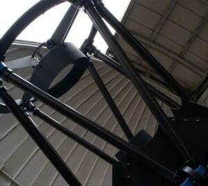 Image shows the one meter telescope. This telescope is part of the Allan I. Carswell Observatory since 2019.