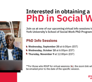 poster promoting Social Work PhD information sessions